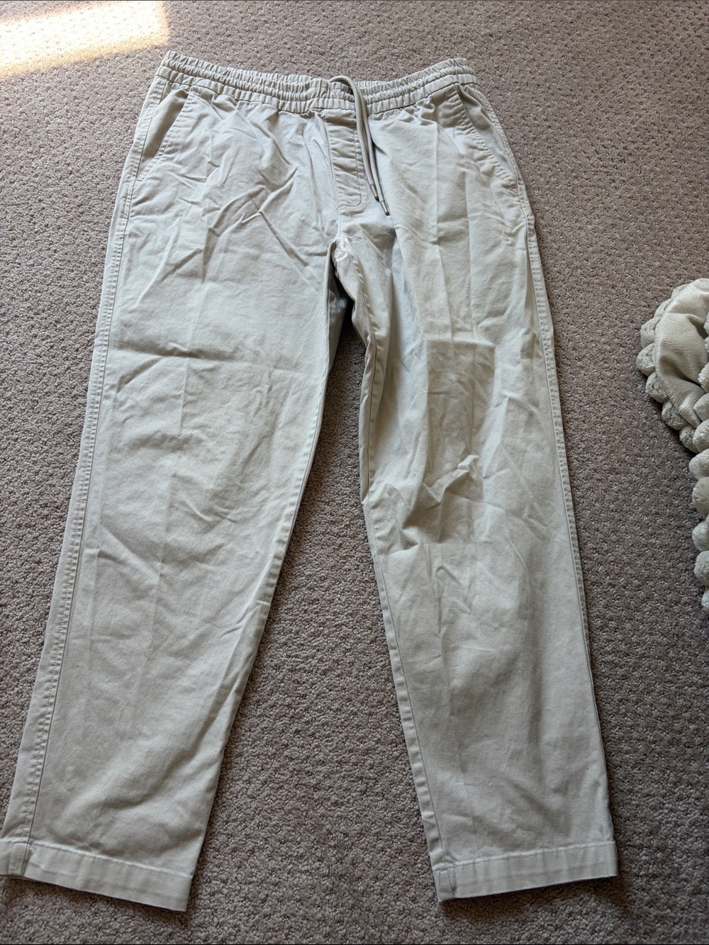 Relaxed Drawstring Chinos in Light Khaki